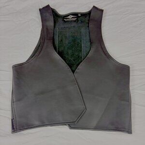 Mr. S Black Leather Open Front Vest size XL